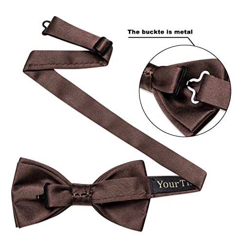 Image of YourTies Bow Ties for Men Pretied Bowties Solid Color Satin Bow Tie Formal Business Tuxedo Wedding Party Prom