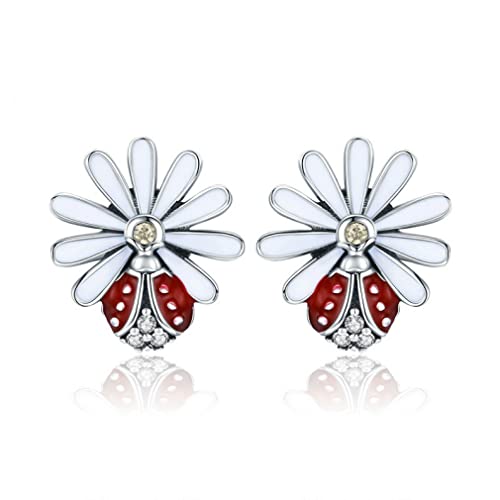 Boucles d'oreilles marguerite argent avec tige transparente pour lobes sensibles