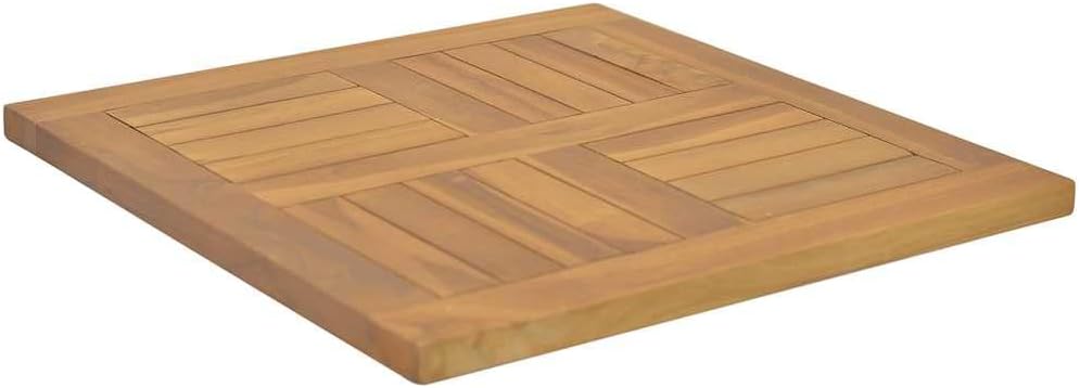 vidaXL Solid Wood Teak Square Table Top - Versatile Design with Smooth Finish and Easy Maintenance - Ideal for Home or Commercial Use, Assembly Required, 19.7"" x 19.7"" x 1"", 316156