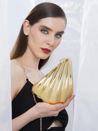 Image of Metallic Acrylic Evening Handbag for Women | Crossbody Sling Bags with Detachable Chain Strap Glossy Stylish Ladies Girls Small Size Cute Party Wedding Bag