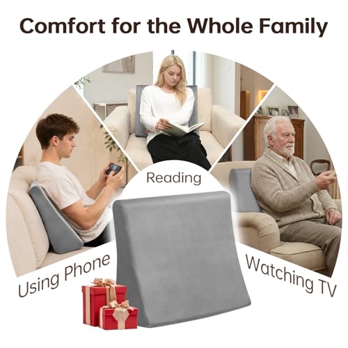 Image of Vekkia Lumbar Support Pillow for Recliner, Ergonomic Back Support for Couch - Improve Posture, Relieve Back Pain for Long Sitting & Elderly, for Armchair & Sofa, Removable Cover, Gray