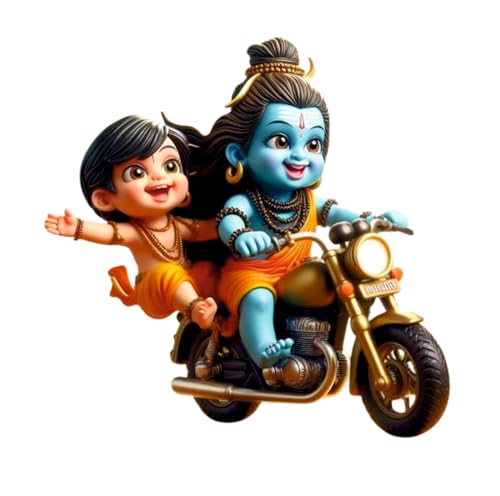 Image of Akki World Baal Bhole Nath Mahadev Bike With Friends God Wall Poster For Pooja Room Living Room, Bedroom. Office (Size - 46 Cm X 48 Cm)
