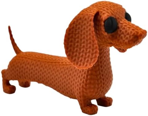 Cozy Dachshund Collectible Figurine - Detailed Orange Knitted Dog Sculpture for Desk Decor or Unique Gift - 3D Printed in Canada image 5