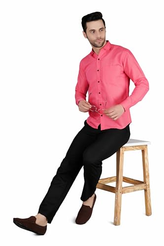 Image of Mens Slim fit Solid Casual Cotton Shirt with Spread Collar and Full Sleeves || Suitable for Office wear