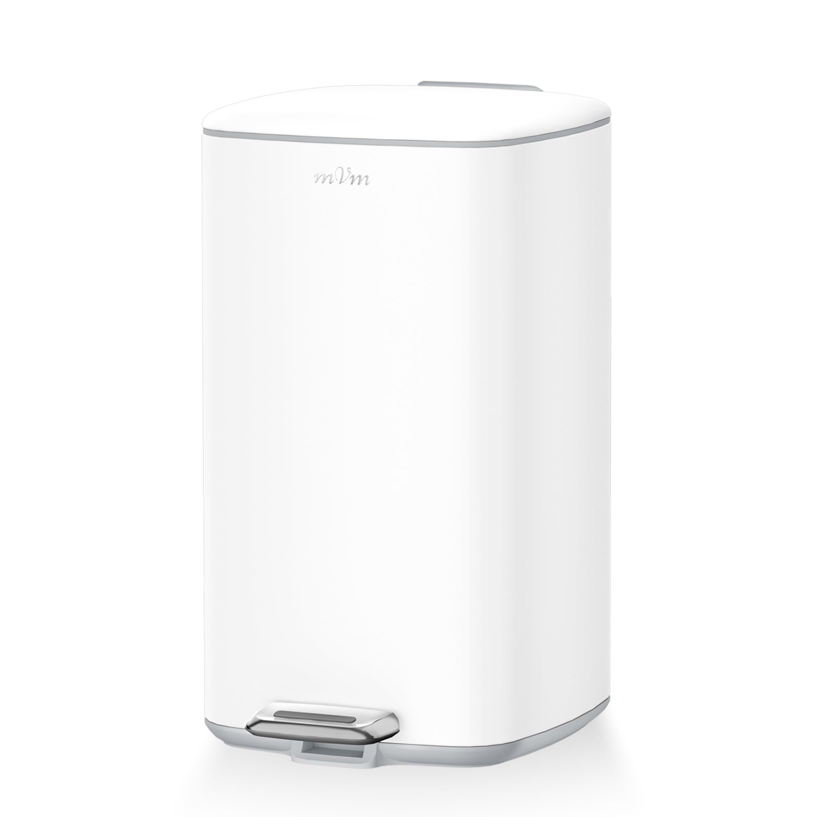 mVm 20L Kitchen Bin,Stainless Steel Pedal Bin,Trash Can with Inner Bucket,Soft-Close Lid,Stays Open,Rubbish Bin for Home,Office