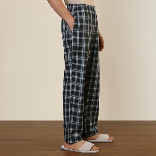 Image of SleepZ by Raymond Men Flat Front Regular Fit Checks Pattern Pure Cotton Pyjama