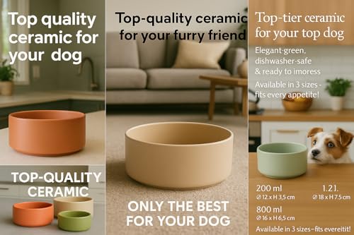 Hundenapf Keramik – hundenapf kleine Hunde – 200ml – spülmaschinengeeignet – rund beige – Flamingo Eram