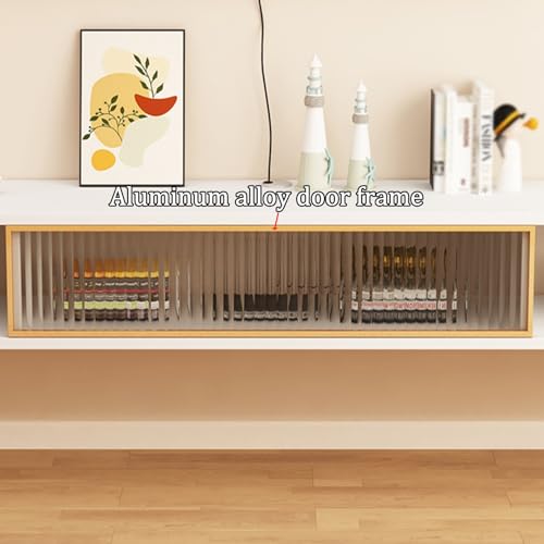 Meuble TV mural avec rangement blanc 120 cm : support moderne suspendu