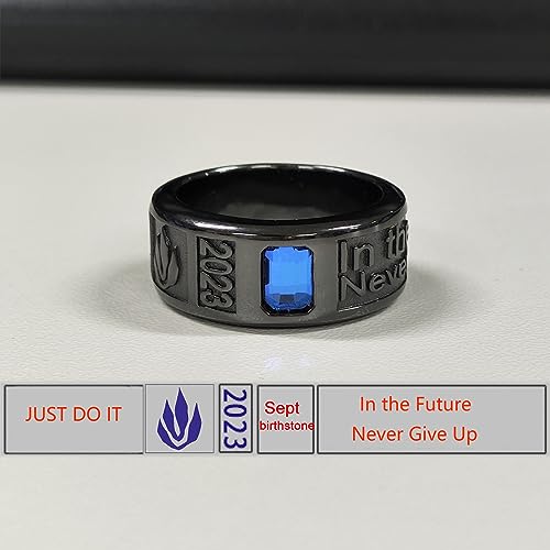 Dorunmo Personalied Mens Class Band 925 Sterling Sliver 2025 Graduation Ring High School Rings for Men Black Class Rings, Customizable Patterns and Birthstone2