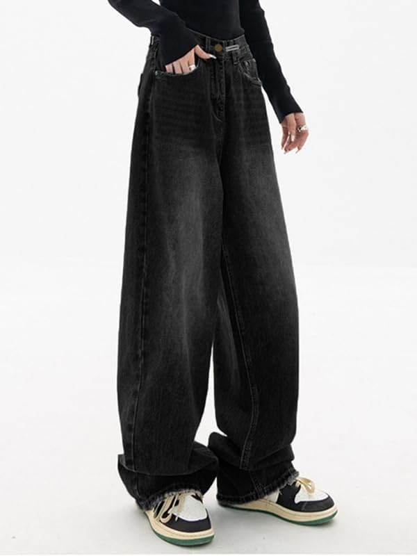 EMMIOL Women Baggy Jeans Mid-Low Waist Boyfriend Streetwear Vintage Jeans Wide Leg Denim Pants - Image 2