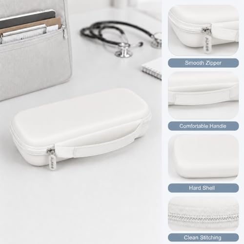 Image of ALKOO Stethoscope Case for 3M Littmann Classic III /Cardiology IV, White | for MDF Acoustica Stethoscopes, for Nurses, Doctors, Nursing School Essentials, Students, Clinic, EMS, Travel, Hard Bag Only