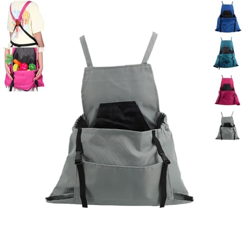 Cross Back Gardening Apron With Deep Release Pockets, Women & Men Garden Apron for Harvesting Garden Vegetables (Grey)