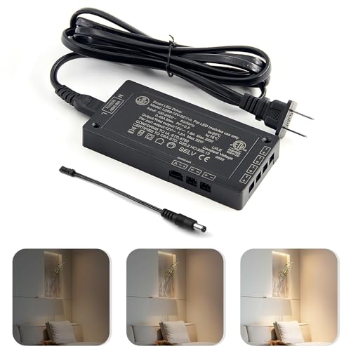 Image of VST LED Power Supply, 100V-240V AC to 12V 22W DC, Low Voltage Transformer with 12V JST Ports, Control Unit for Strip and Under Cabinet Lights, ETL Listed, Black