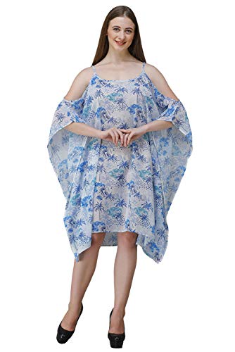 Image of RAVI RAJORIA Georgette Digital Printed Beach Wear Kaftan Blue Free Size R800 | Multi Color 2