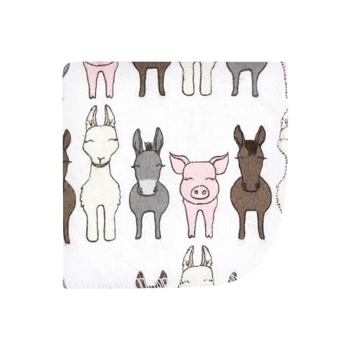 Image of Hudson Baby Unisex Baby Flannel Cotton Poly Washcloths, Farm Friends Pink 12Pk, One Size