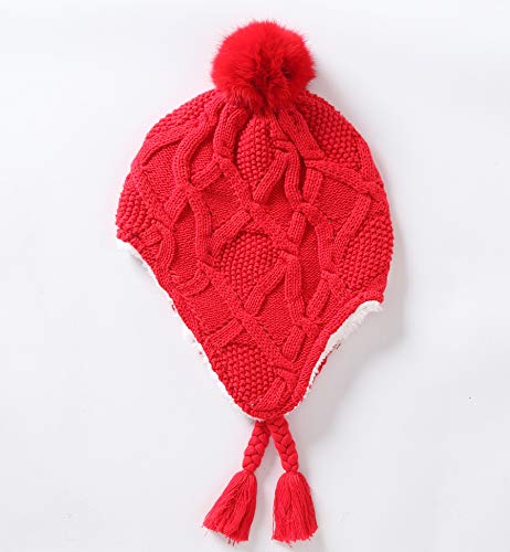 Connectyle Toddler Baby Boys Sherpa Lined Warm Winter Hats With Earflap Beanies Cap Watch Hat Red #TOP1