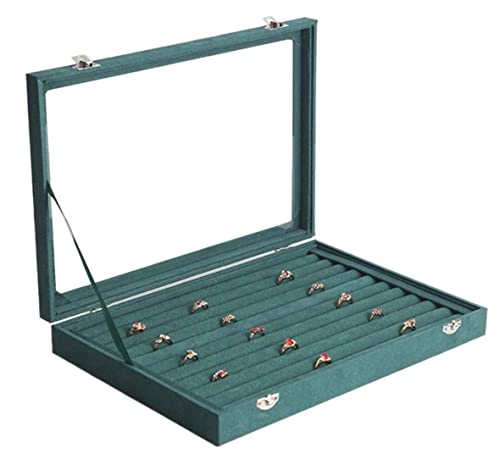 Boîte à bijoux en flanelle verte pour femme avec organisateur de rangement intégré