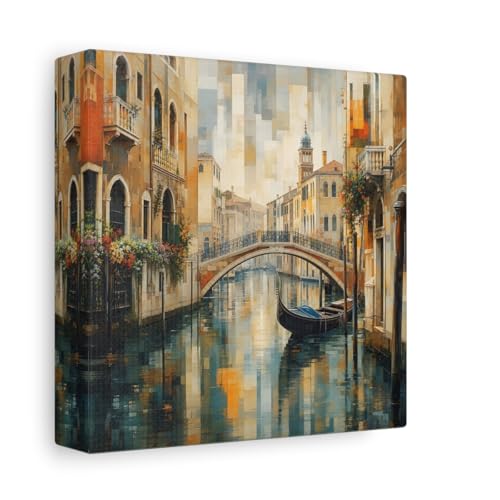 Tableau Venise impressionniste en toile carrée 15x15 cm pour déco salon