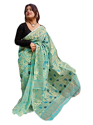 Sari Jamdani floral con hilos zari tejido a mano para mujer musulmana en Eid