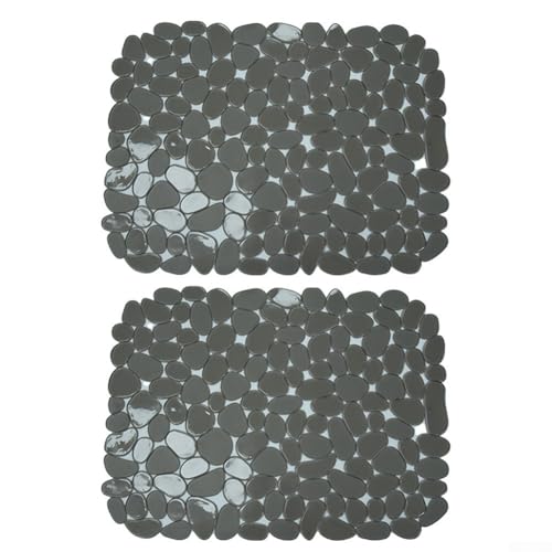 Alfombrilla para fregadero de cocina de 30 x 40 cm (paquete de 2) almohadilla antideslizante de PVC con diseño de guijarros para protección contra arañazos, ajuste personalizable para uso doméstico y