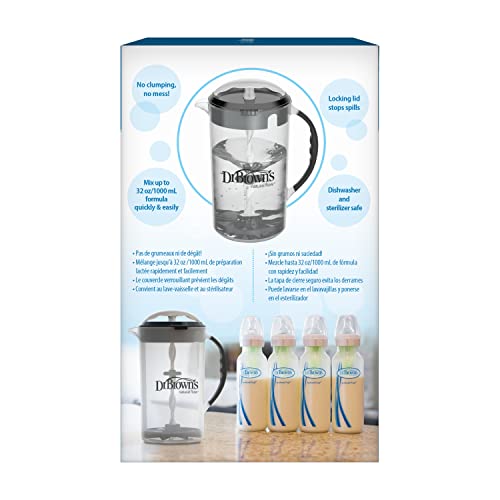 Dr. Brown's Baby Formula Mixing Pitcher With Adjustable Stopper, Locking Lid, & No Drip Spout, 32Oz, Bpa Free, Black #TOP7