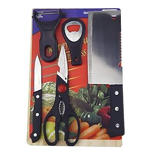 AVMART All in 1 with Free Chopping Board Kitchen Knife Set/Scissors/Grater/Bottle Opener