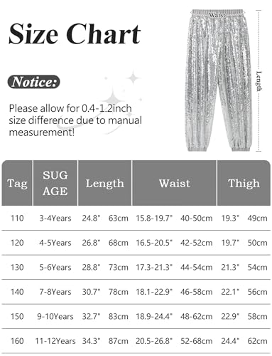SEAUR Kinder Tanzhose Pailletten Hip Hop Hose Mädchen Jungen Party Tanz Streetwear Glitzer Jogginghose Elastischer Bund - 140(EU 134-140)