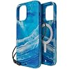 BodyGuardz Carve Marble for iPhone 15 Pro Max Case, Ultra-Slim Shockproof Military Grade Tested 16FT Drop Rating, Compatible with MagSafe and Wireless Charging, Responsive Buttons - Blue