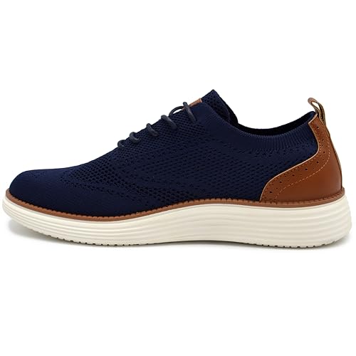 Image of AKADEMIKS Mens Olney Wingtip Knit Oxford, Sleek Breathable Dress Shoes
