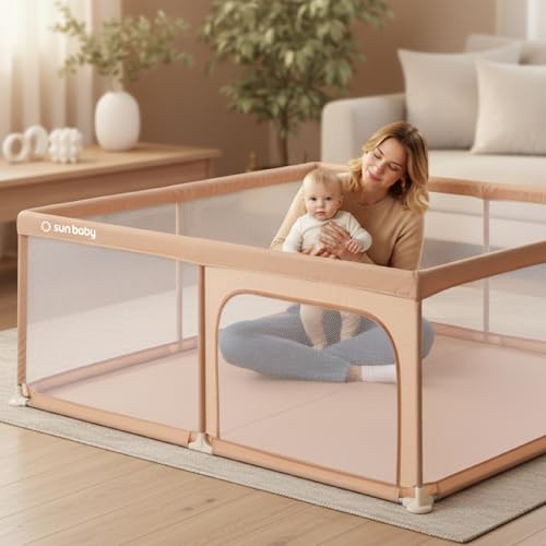 sun baby Kojec Dziecięcy 150×200 cm 0-2 lata Łososiowy, poliester, siatka, wejście na zamek, antypoślizgowe nóżki, torba w zestawie, metalowa konstrukcja | Ściany z siatki, wejście na zamek błyskawiczny, torba transportowa