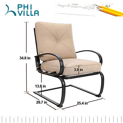 Phi Villa Outdoor Spring Dinging Chair Set Of 2,Lounge Chair With Removable Padded Cushion & Metal Frame,Patio Furniture For Porch,Garden,Yard #TOP4