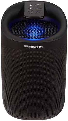 Russell Hobbs RHDH1101B Ozone Free 1L 2 in 1 Black Dehumidifier/Air Purifier with HEPA Filter, 20m2 Room Size, LED Lighting & Captures Bacteria, for Home, Kitchen, Basement, Garage, Caravan, Bathroom
