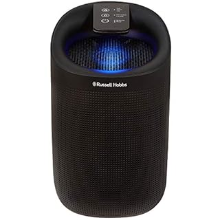 Russell Hobbs RHDH1101B Ozone Free, 750ml/day 2 in 1 Black Dehumidifier/Air Purifier, 20m2 Room Size, LED Lighting & Captures Bacteria, for Home, Kitchen, Basement, Garage, Caravan