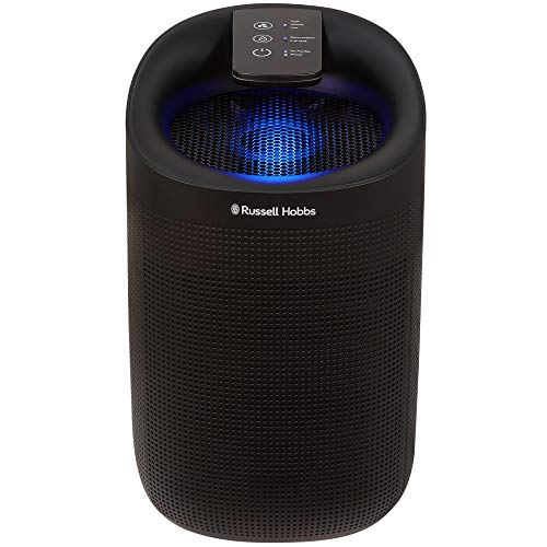 Russell Hobbs RHDH1101B Ozone Free 750ml/day 2 in 1 Black Dehumidifier/Air Purifier 20m2 Room Size LED Lighting & Captures Bacteria for Home Kitchen Basement Garage Caravan