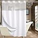Conbo Mio Hookless Shower Curtain with Snap in Liner for Bathroom Waterproof Rust Proof with Magnet Premium Flex On Rings (White B, 71" x 74")