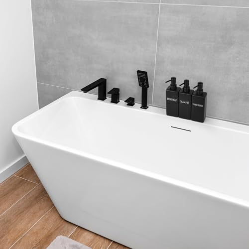 Image of Segbeauty 6 Pack Matte Black Soap Dispenser, Plastic Square Shower Soap Dispenser, 16.9 oz Refillable Shampoo and Conditioner Bottles, 500 ml Empty Bathroom Countertop Soap Dispensers for Modern Hotel