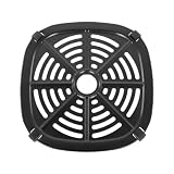 Carbon Steel Air Fryer Grill Pan with Rubber Bumpers, Non-Stick Crisper Plate Tray for Compact Fryers, Enhanced Airflow Rack, Dishwasher Safe(20.8×20.8cm)