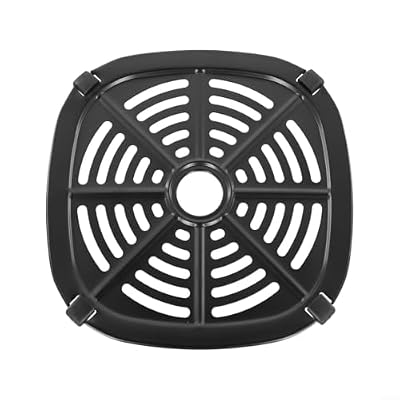 Carbon Steel Air Fryer Grill Pan with Rubber Bumpers, Non-Stick Crisper Plate Tray for Compact Fryers, Enhanced Airflow Rack, Dishwasher Safe(20.8×20.8cm)