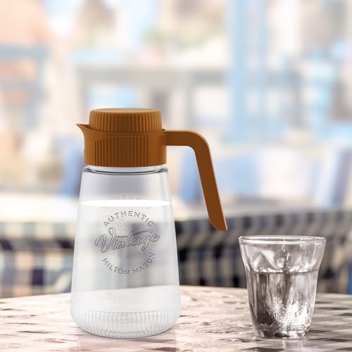 Image of MILTON Vintage 2000 Water Jug Plastic with Lid for Ice Tea, Water, Juices, Milk Storage Container for Fridge, Water jugs for Dining Table, 1900 ml, BPA Free, Brown