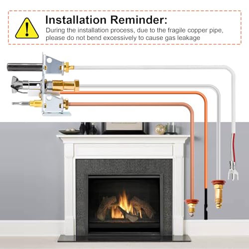 Criditpid 446-510A Natural Gas (NG) Pilot Assembly for Heat-N-Glo, Royal Gas Fireplaces, Standing Pilot Assembly Replacement Parts for Heat N Glo Fireplace with Thermopile, Thermocouple, Pilot Tubing.