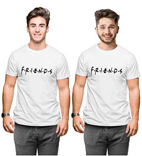 Image of Hangout Hub Friends Printed Round Neck Half Sleeves Tshirts-Set of 2-Men Cotton Regular Fit T Shirts-Family Matching Twinning Tshirts