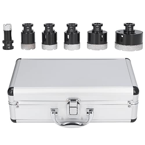 6 piezas de brocas diamantadas para perforar mármol, vidrio, azulejos y granito, rosca M14, recubrimiento diamantado, color negro