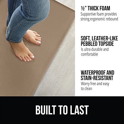 Gorilla Grip 2 Piece Anti Fatigue Cushioned Kitchen Floor Mat Set, Ergonomic Standing Office Desk Mats, Supportive Padded Memory Foam Rugs Waterproof Scratch Resistant Topside 17X29 And 17X59, Beige #TOP1
