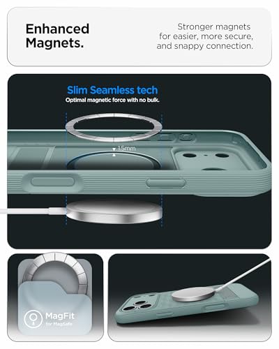 Image of Spigen Parallax S MagFit Back Cover Case for iPhone 17 Pro, MagSafe Compatible, 3D Hexa Cube Design - TPU | Sage Green