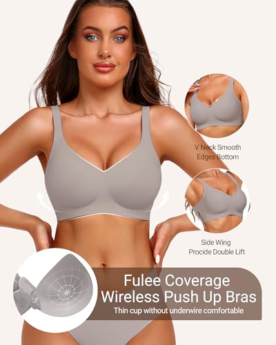 Image of Gailife Smooth Wireless Jelly Bras for Women No Underwire Seamless Push Up Bra Full Coverage Soft Suppor Tshirt Bralettes