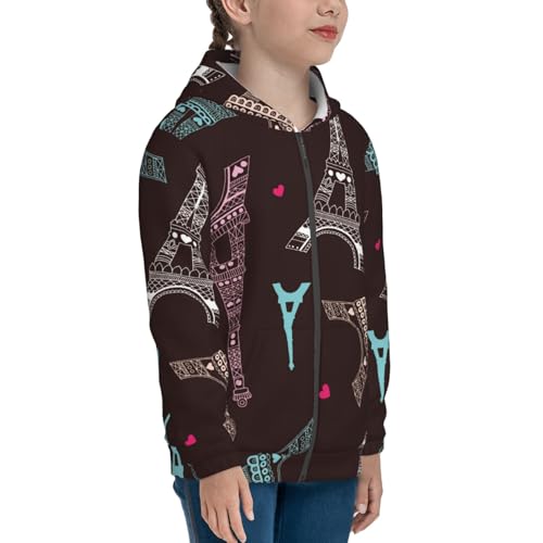 Eiffel Tower Kid Hoodies Boys Zip Up Sweatshirts Girls Pullover with Pocket4