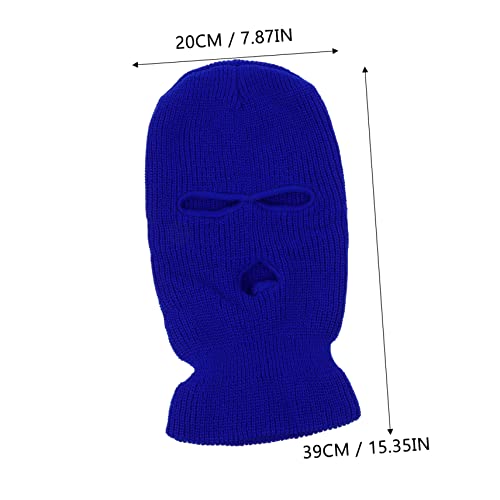 Balaclava cálida para hombres y mujeres, cubreboca tejido para exteriores, protector de cuello resistente al viento, diseño de lana azul miniatura 7