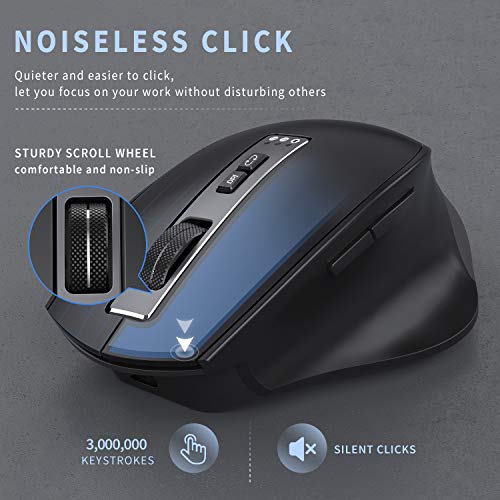 Bluetooth Mouse, Wireless Mouse Rechargeable With Ergonomic Design, Portable Computer Mouse, Multi Device Silent Mouse For Laptop, Macbook, Black #TOP4