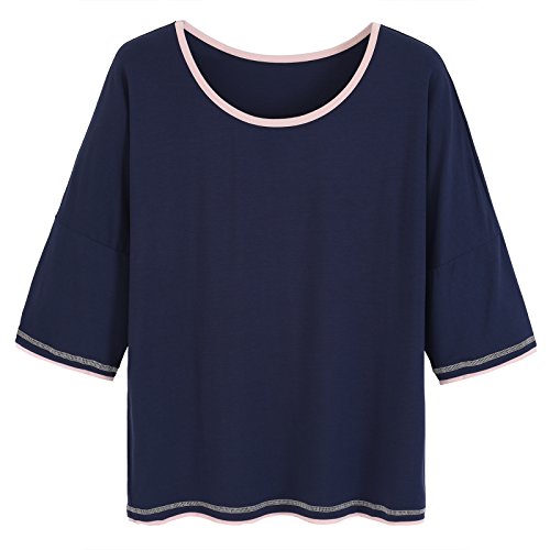 Latuza Women's 3/4 Sleeve Scoop Neck Pajama Set L Navy #TOP3