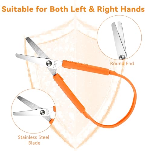 10 Stück Schlaufenschere Kinderscheren Loop Scissors Ringförmige Kinderschere 13,5 cm Selbstöffnende Schere Geeignet für Linke und Rechte Kinder Haushaltsschere